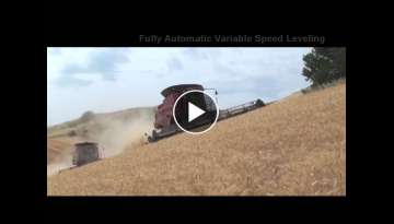 Case-IH combine equipped with Hillco Hillside Leveling Systems