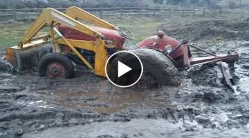 Massey Ferguson MF50 tractor Stuck in deep mud