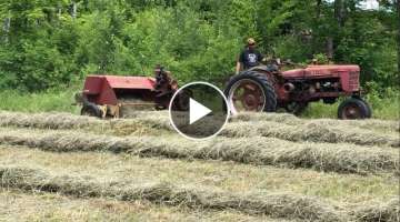 Old school haying with farmall H and new holland equipment