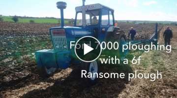 Ford 7000 ploughing with a 6f Ransome