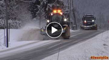 4K| Valtra T234 & Scania R560 Plow Truck Clearing Snow
